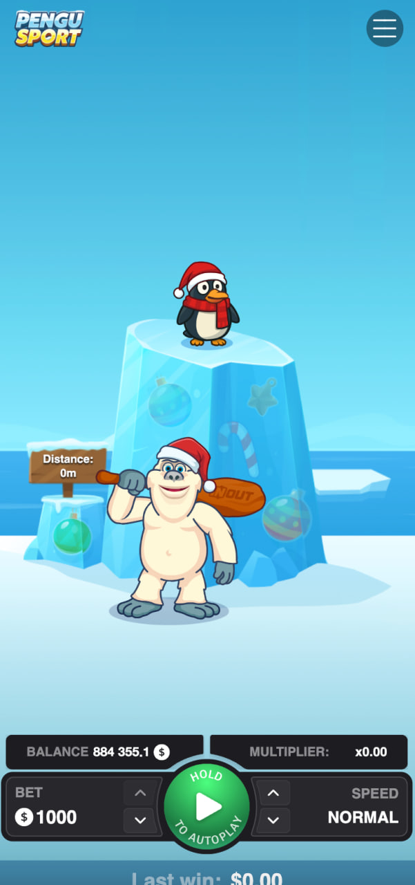 Pengu Sport main menu and start screen